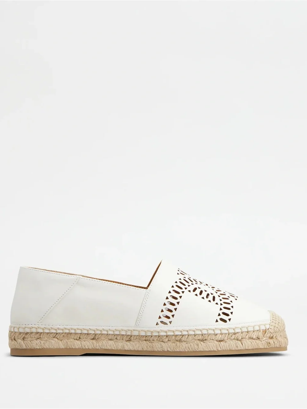 TOD’S Women's White Leather “Kate” Espadrille Slip-Ons - Size 38